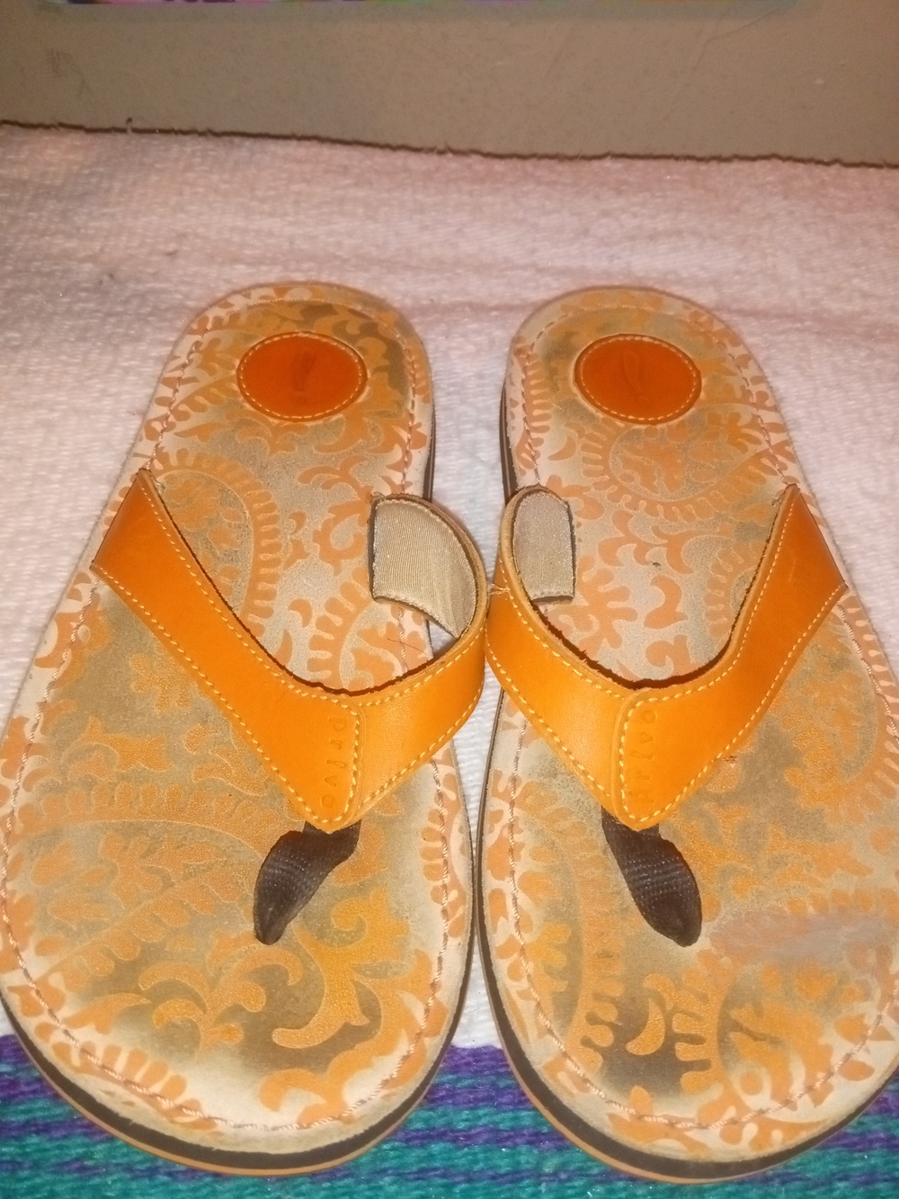 Privo Orange Floral-Print Flip Flop Sandals